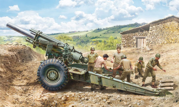 militaire Italeri Obusier US M1 155mm et Servants